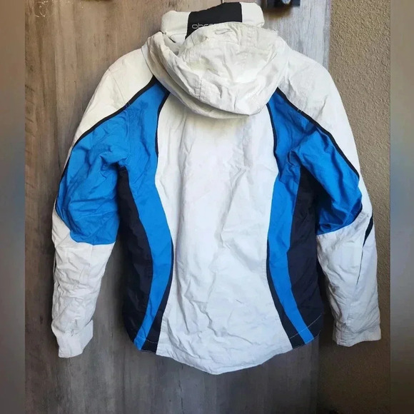 Obermeyer Size 4 Blue, White & Black Polyester Zip Up Hooded Snow Jacket - Picture 9 of 14